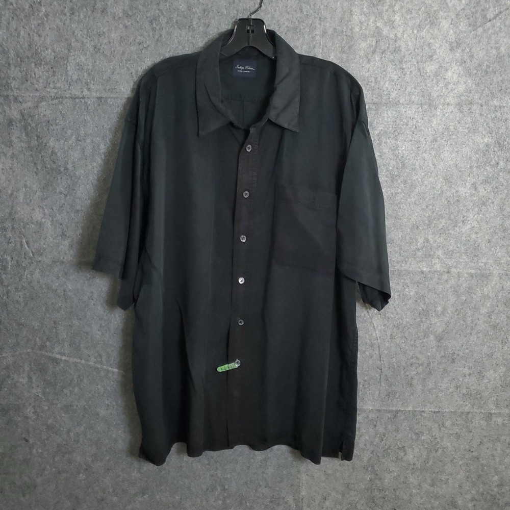 Indigo Palms Button Up Shirt Mens XL Black Denim Company Lyocell Short Sleeve
